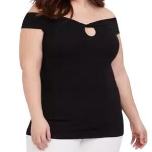 Torrid 1 keyhole cutout off the shoulder stretch knit top TB 2046